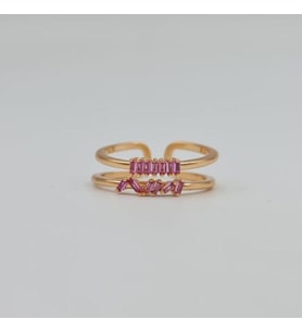 Gold Pembe Baget Taşlı Şık Kadın Yüzük