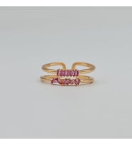 Gold Pembe Baget Taşlı Şık Kadın Yüzük