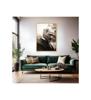 Atatürk Portresi Ev Ofis Tablosu Metal Çerçeveli Cam Atatürk Tablosu Ofis Hediyesi (Altın)