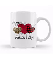 Happy Valentine's Day Cheetah Print Buffalo Plaid Hearts for   and Girls Kupa Bardak Porselen