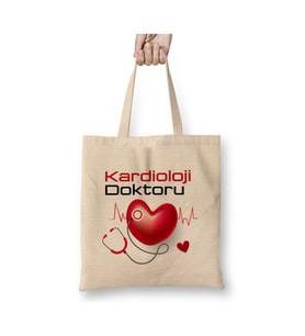 Kardioloji Doktoru Doktor Hediye Beyaz Bez Çanta Uzun Saplı Alışveriş Çantası Plaj Çantası
