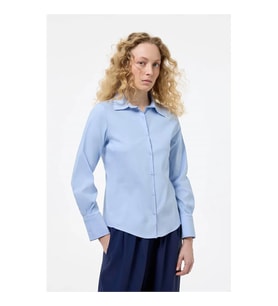 Quzu Slim Fit Mavi Kadın Gömlek 11724