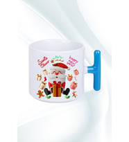 Noel Baba Happy Christmas Baskılı T Saplı Kupa Bardak Porselen Çay Kahve Fincanı