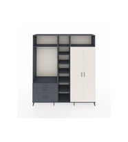 Hyperion Dolap 10 Raflı 3 Çekmeceli 2 Askılı 220x44x243 Antrasit-Aytaşı/Antrasit