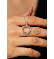 Zirkon Taşlı Rodyum Cartier Model Çivi Gümüş Kolye