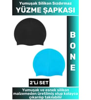 Özel Üretim Su Geçirmez Elastik Yumuşak Yüzücü Havuz Deniz Yüzme Şapkası Silikon Bone 2'Li SET
