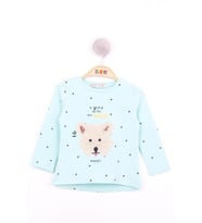 Toontoy Kız Bebek Köpek Nakışlı T-Shirt (Mint Yeşili)