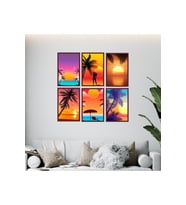 Summer Vibes Temalı 6 Adet 20*30 Cm Çerçeve Görünümlü Ahşap Tablo Seti Tbl1060