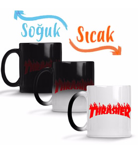 Thrasher Kırmızı Logo Sihirli Kupa Bardak Porselen