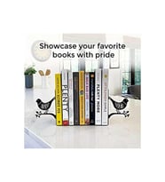 Dekoratif Metal Siyah Kuş Desenli Kitap Tutucu 2 Li Kitap Desteği