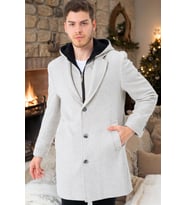 PLT8395 DEWBERRY BATTAL PALTO-AÇIK DESENLİ BEJ