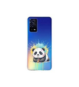 Oppo A55 ile Uyumlu Splash Panda Tasarımlı Şeffaf Silikon Kılıf