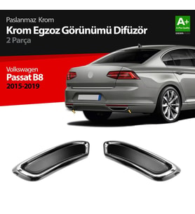 Drs Tuning Passat Uyumlu B8 Krom Egzoz Görünümü Difüzör R Line Still 2 Parça S Dizayn 2015-2019