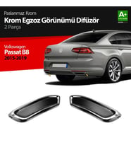 Drs Tuning Passat Uyumlu B8 Krom Egzoz Görünümü Difüzör R Line Still 2 Parça S Dizayn 2015-2019
