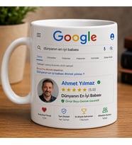 Dünyanın En İyi Babası Google Temalı Kupa Bardak Kişiye Özel Fotoğraflı Beyaz Seramik Kupa 330 ml
