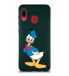 Samsung Galaxy A30 Soft Premier Kapak Donald Duck-D Tasarımlı Silikon Kılıf - Yeşil (Şeffaf)