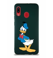 Samsung Galaxy A30 Soft Premier Kapak Donald Duck-D Tasarımlı Silikon Kılıf - Yeşil (Şeffaf)