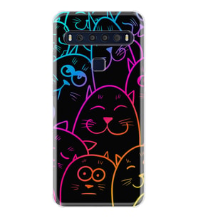 TCL 10L 10 Plus 10SE 20E 20SE 30SE L7 Kılıf Desemli Silikon Neon Cats 1790