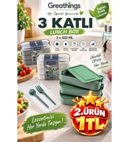 3 Katlı 420 ml Plastik Sefer Tası Çatal Kaşıklı Kulplu