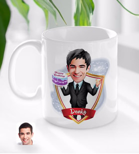 BK Gift Kişiye Özel İsimli Erkek Doğum Günü Karikatürlü Beyaz Kupa Bardak-2