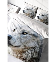 Lastikli Çarşaflı %100 Pamuk Saten Çift Kişilik Nevresim Takımı White Wolf