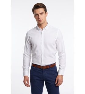 Erkek Slim Fitt Uzun Kol Petek Dokulu Gömlek BGL-ST05628