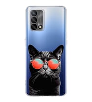 PrintiFy Oppo A74 4G ile Uyumlu Kedi 3 Kamera Korumalı Şeffaf Kılıf