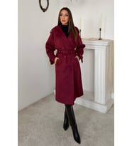 Bordo Reglan Kollu Süet Trençkot