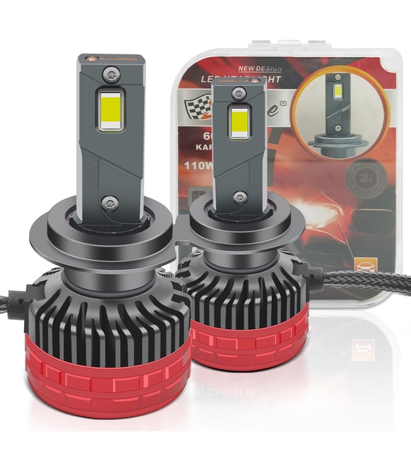 Katur 2X Canbus H7 LED Bulbs 120W 22000LM 6500K Error Free Mini Size 1:1 Design 12V