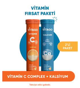 2'li Paket-Vitago Vitamin C+Kalsiyum, 20'li Efervesan Tablet