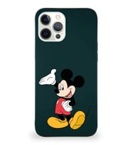 Apple iPhone 12 Pro Max Soft Premier Kapak Mickey Mouse-C Tasarımlı Silikon Kılıf - Yeşil (Şeffaf)