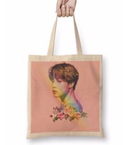 Bts Jimin Çiçekli Bez Çanta Uzun Saplı