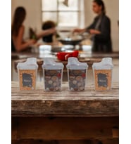 4 Adet 1800ml - Ölçekli Bakliyat Kabı - Contalı Erzak Saklama Kabı - Düzenleyici Kavanoz (BEYAZ-SOHO GRİ)