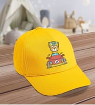 BK Kids Yarışçı Ayı Tasarımlı Cotton Şapkası-Sarı