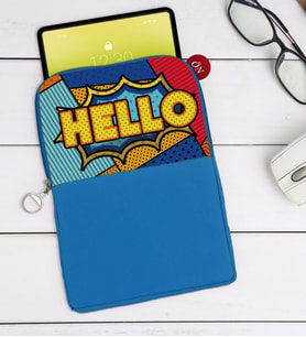 BK Gift Pop Art Tasarımlı Taşınabilir Koruyucu Tablet Kılıfı & Organizer Çanta - Mavi-16