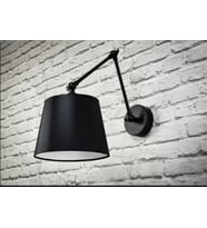 RİOLİGHT RETRO,RUSTİK SİYAH HAREKETLİ KUMAŞ BAŞLIK SİYAH ÜÇ MAFSALLI METAL GÖVDE AKROBAT APLİK