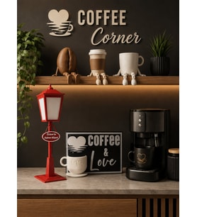 Modern Coffee Corner Dekor Seti Kahve Köşesi Süsü 3D Baskı El Yapımı Dekor