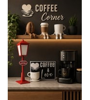 Modern Coffee Corner Dekor Seti Kahve Köşesi Süsü 3D Baskı El Yapımı Dekor