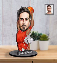 Kişiye Özel Basketbolcu Karikatürlü İki Katmanlı Ahşap Biblo Bay-1-Eco