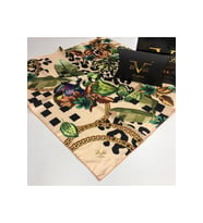 Çiçekli Desen Black Seri Twill Eşarp Eşarp Askısı ile Birlikte 90x90 cm Pudra-90