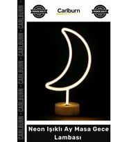 #GeceLambası Dekoratif Modern Şık Led Aydınlatma Hediye Neon Işıklı Ay Masa Gece Lambası Pil+Usb