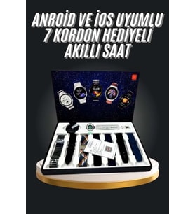 7 Kordonlu Akıllı Saat Siyah Kasa Dokunmatik Ekran Uyku Ve Sağlık Takibi