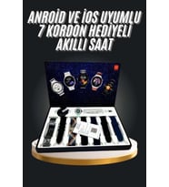 7 Kordonlu Akıllı Saat Siyah Kasa Dokunmatik Ekran Uyku Ve Sağlık Takibi