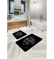 Siyah Home Sweet Home Banyo Halısı Klozet Paspas Seti BS301