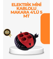 Kırmızı Renk 5 Metre 4’lü Kablolu Priz Makarası