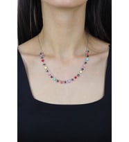 Hematit Taşlı Rodyumlu Gümüş Kolye 7279
