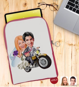 BK Gift Kişiye Özel Evleniyoruz Karikatürlü Taşınabilir Koruyucu Tablet Kılıfı & Organizer Çanta - Pembe-8