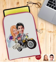 BK Gift Kişiye Özel Evleniyoruz Karikatürlü Taşınabilir Koruyucu Tablet Kılıfı & Organizer Çanta - Pembe-8