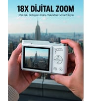 Kompakt Dijital Fotoğraf Makinesi Beyaz 18x Dijital Zoom Destekli