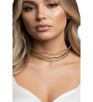 Caş Dekorasyon Altın Renk Metal Choker Kolye